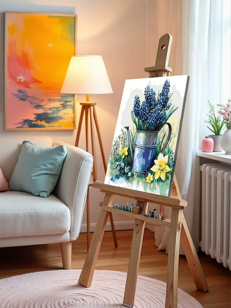 Картина по номерам «Цветы: нарциссы и мускари, весна» — картинка 9