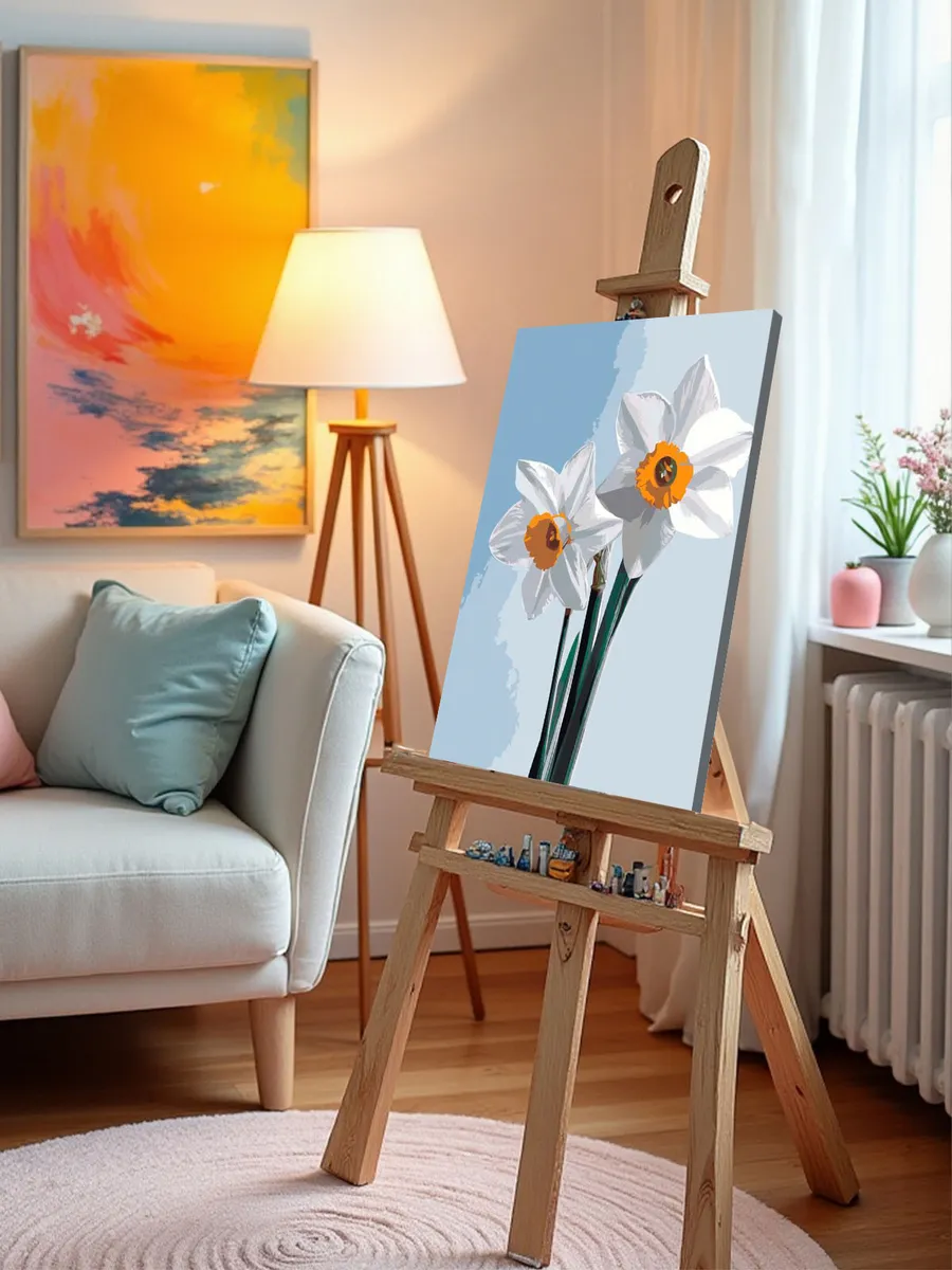 Картина по номерам «Цветы: нежные нарциссы, первоцветы, весна» — картинка 9