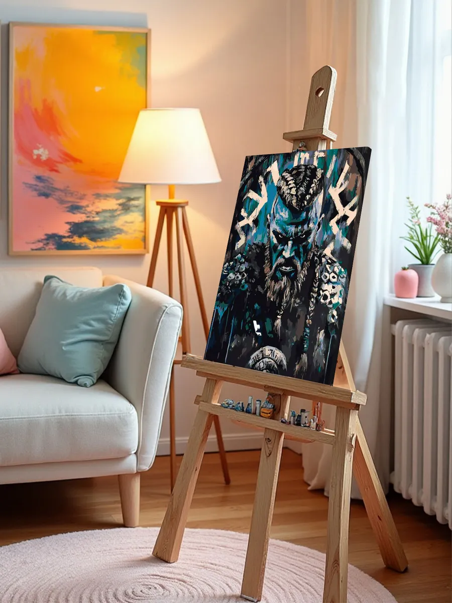 Картина по номерам «Суровый воин-викинг с бородой и тату» — картинка 9