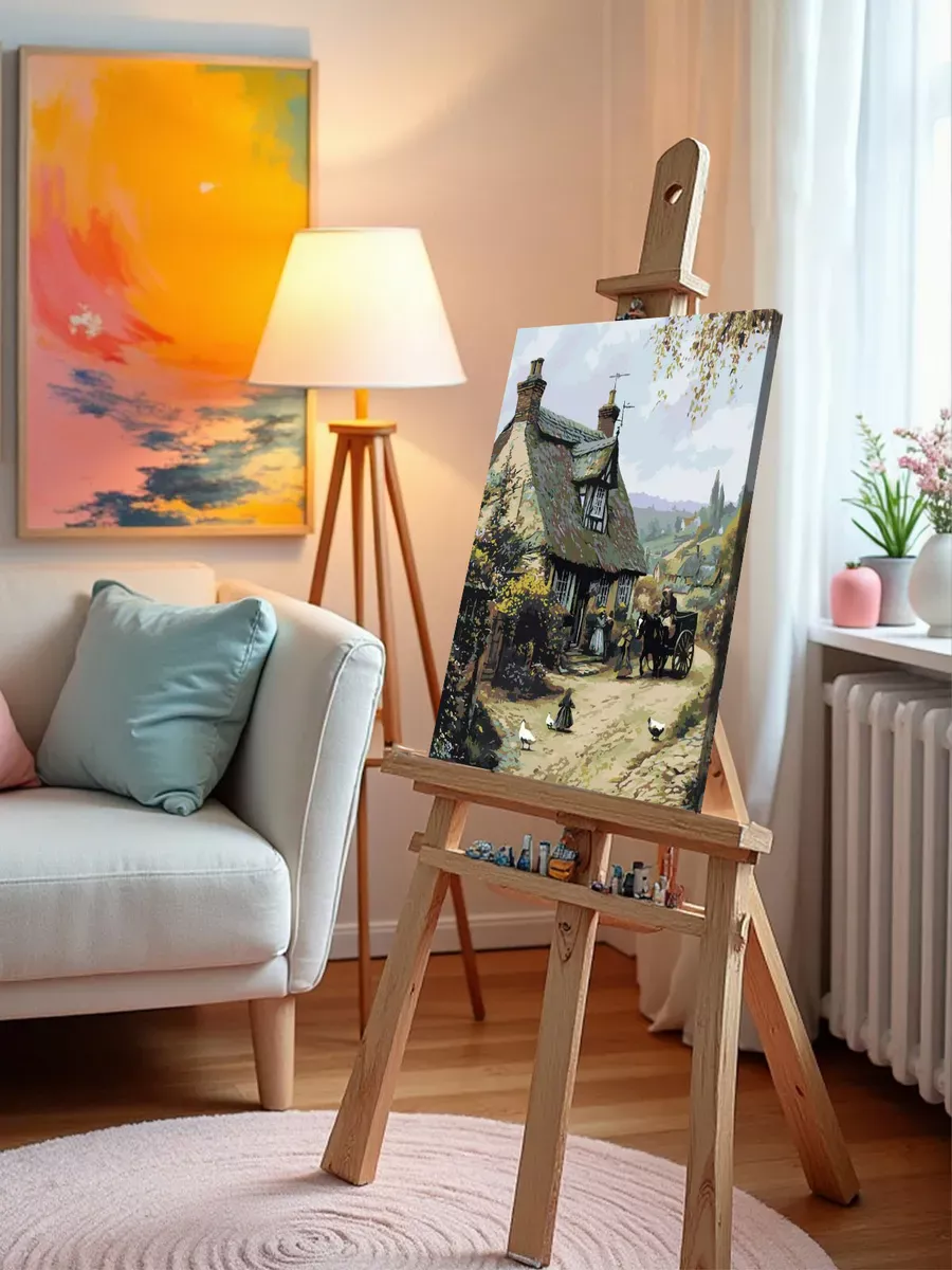 Картина по номерам «Пейзаж: дом в английской деревне, лошадь» — картинка 9