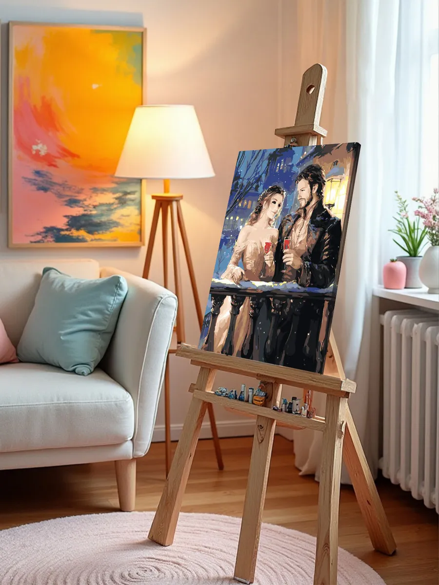 Картина по номерам «Романтика: влюбленные вампиры с вином» — картинка 9