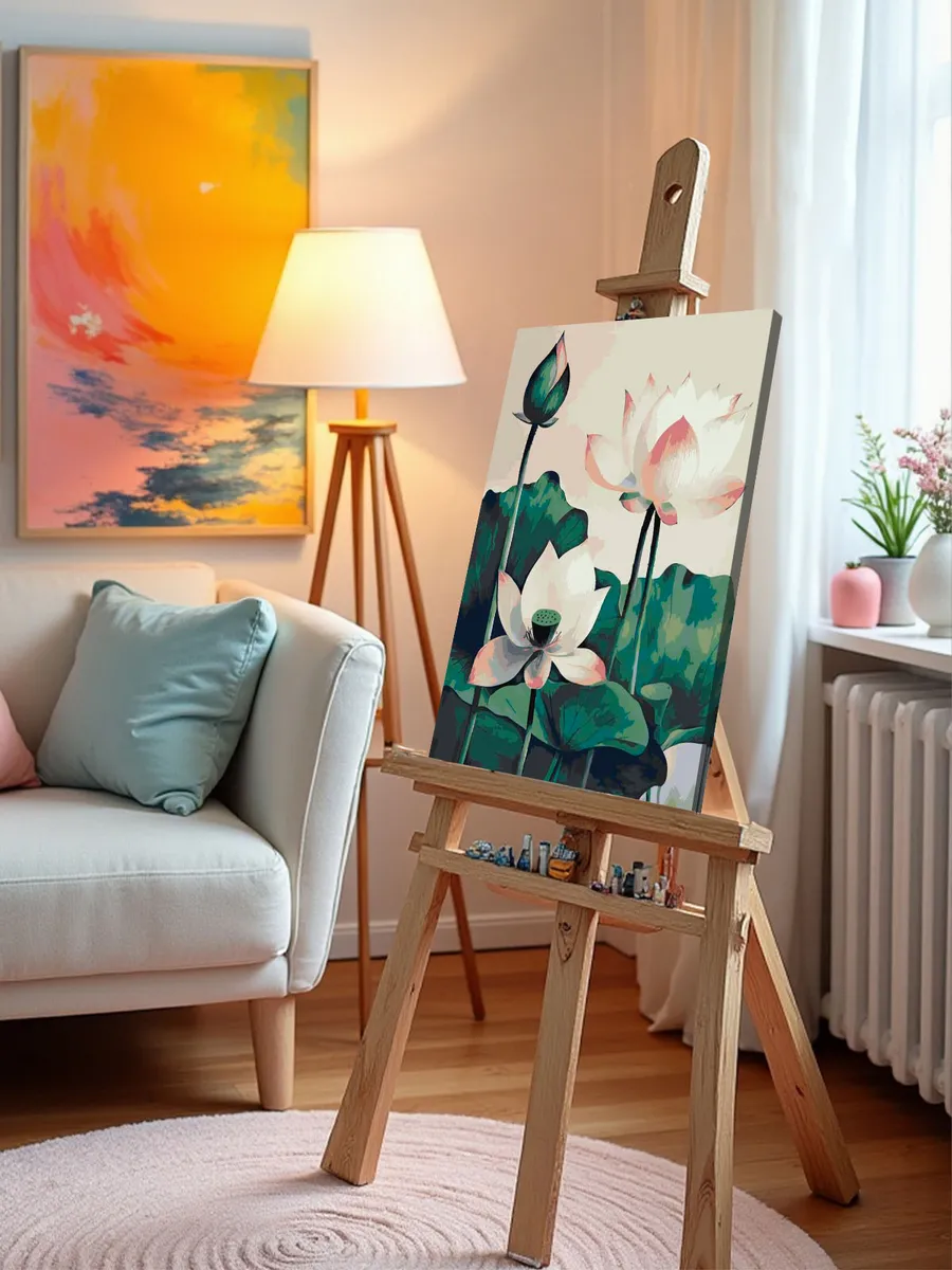 Картина по номерам «Цветы: нежные лотосы, буддизм арт» — картинка 9