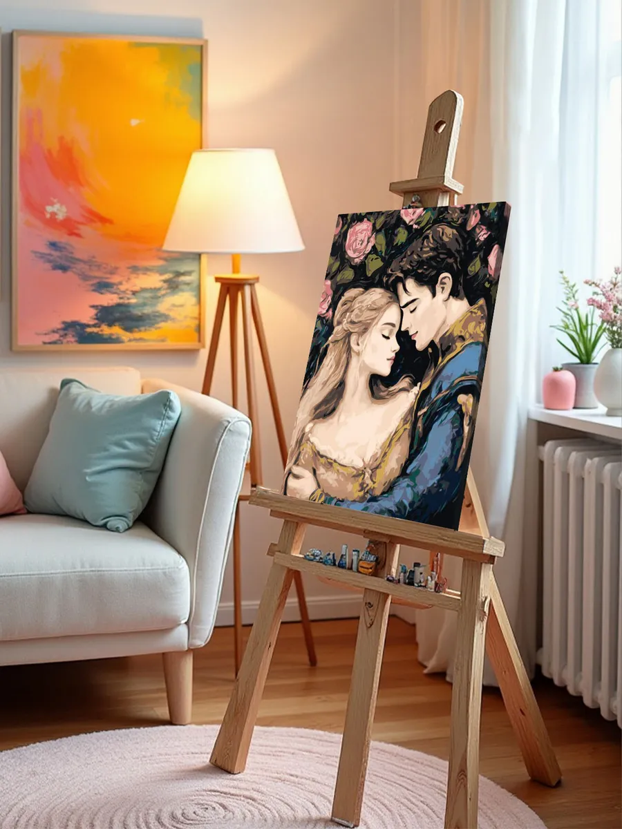 Картина по номерам «Романтика: влюбленная пара и розы» — картинка 9