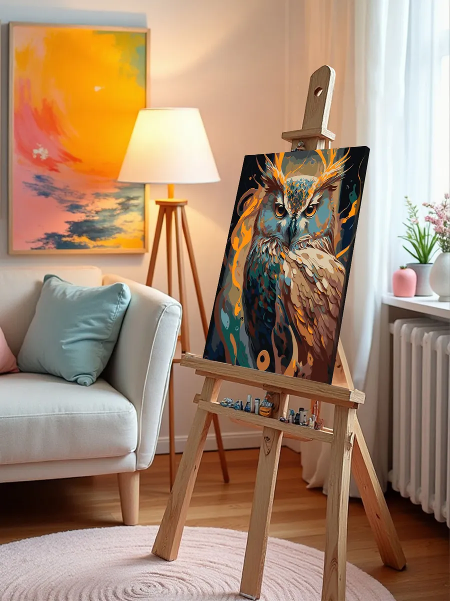 Картина по номерам «Животные: мудрая птица сова, фэнтези арт» — картинка 9