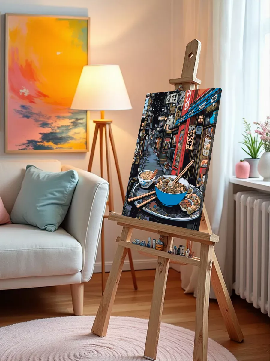 Картина по номерам «Еда в стиле аниме на улице Токио, Азия» — картинка 10