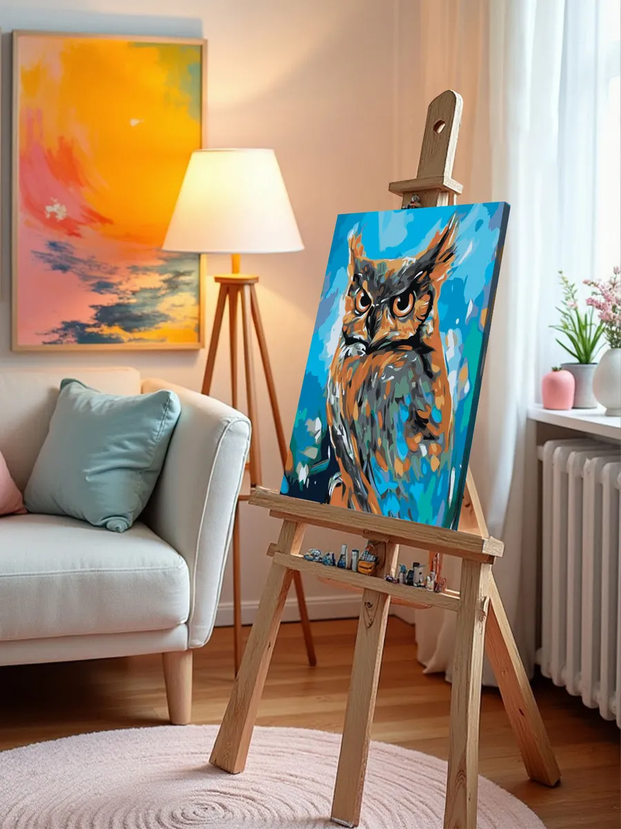 Картина по номерам «Животные: мудрая птица сова арт» — картинка 9