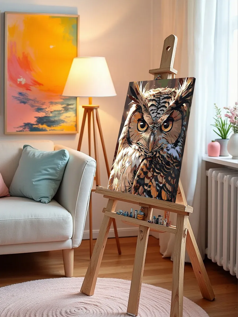 Картина по номерам «Животные: мудрая птица сова, портрет» — картинка 9