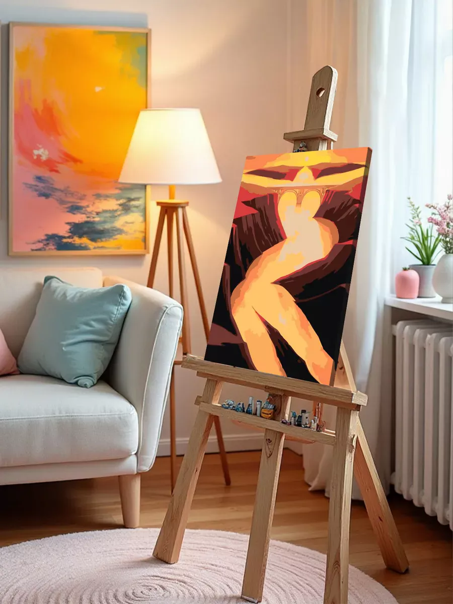 Картина по номерам «Река, мост и горы в виде девушки, арт» — картинка 10