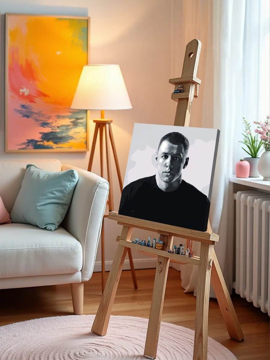 Картина по номерам «Рэпер Макан Macan: альбом I AM, чб» — картинка 9