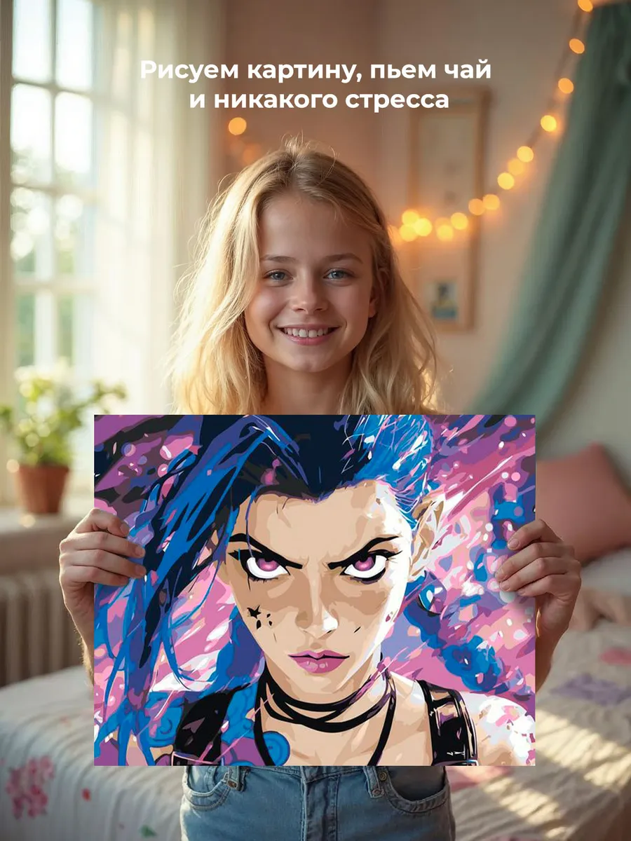 Картина по номерам «Аркейн Лига Легенд лол: Джинкс арт» — картинка 6