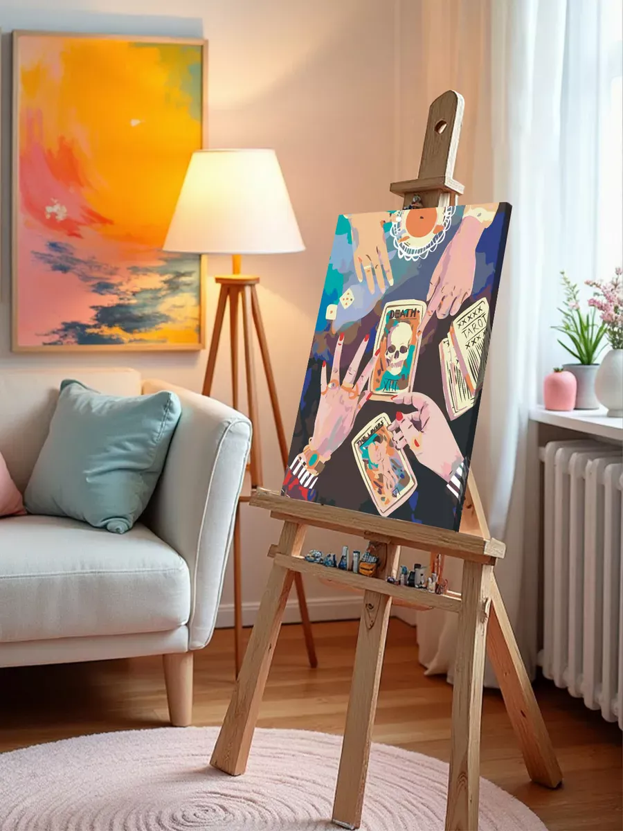 Картина по номерам «Таро, гадание: карты Влюбленные и Череп» — картинка 9