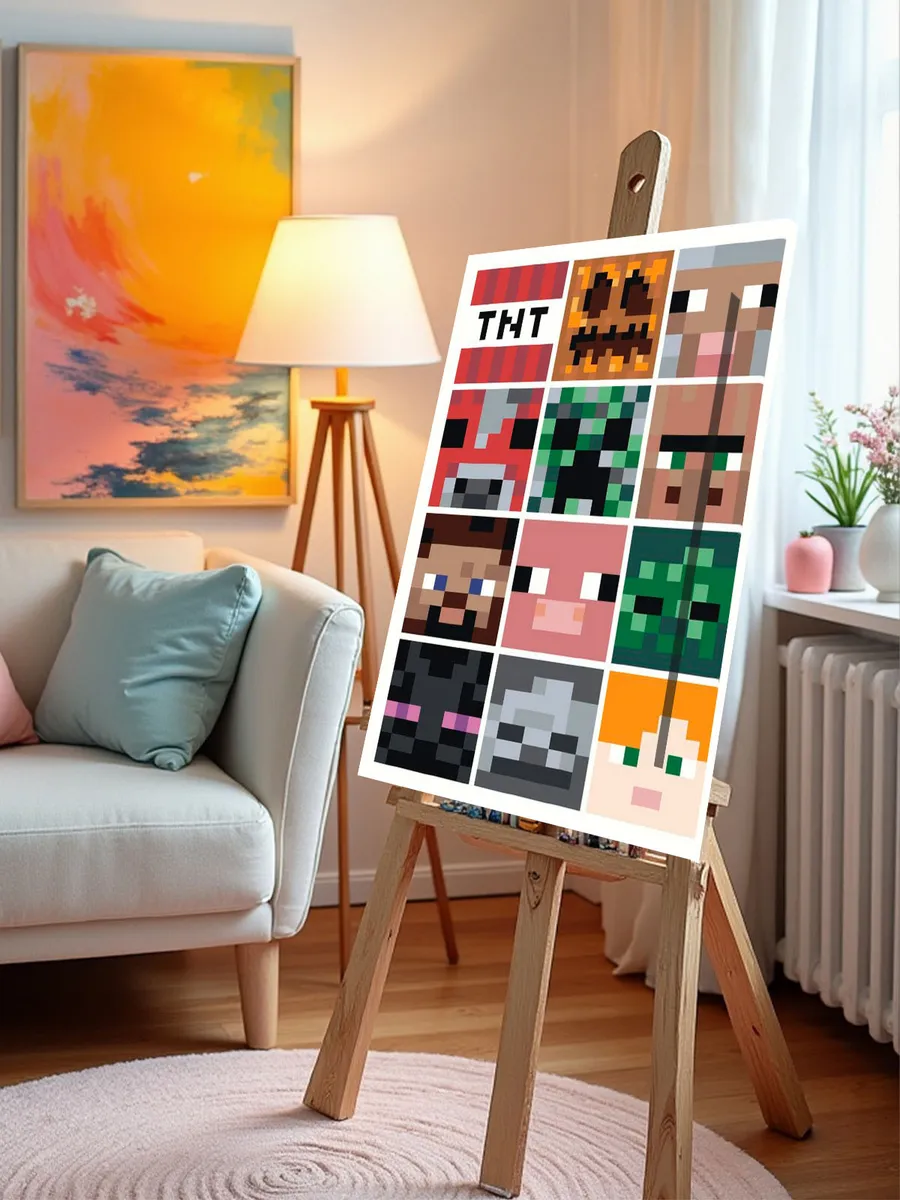 Картина по номерам «Игра Майнкрафт Minecraft: мобы и животные» — картинка 10