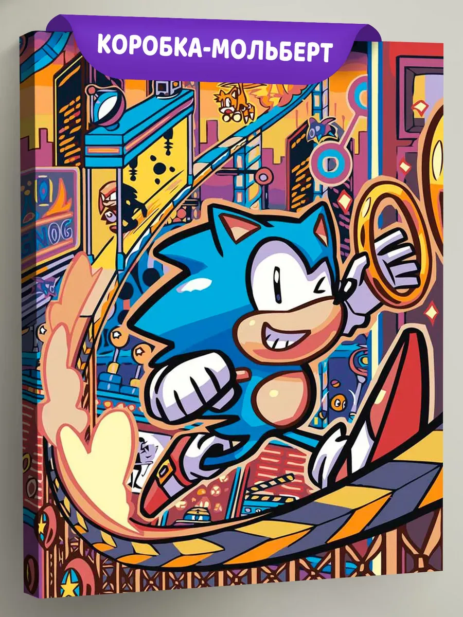 Картина по номерам «Игра Соник Sonic: ёж и кольца в городе»