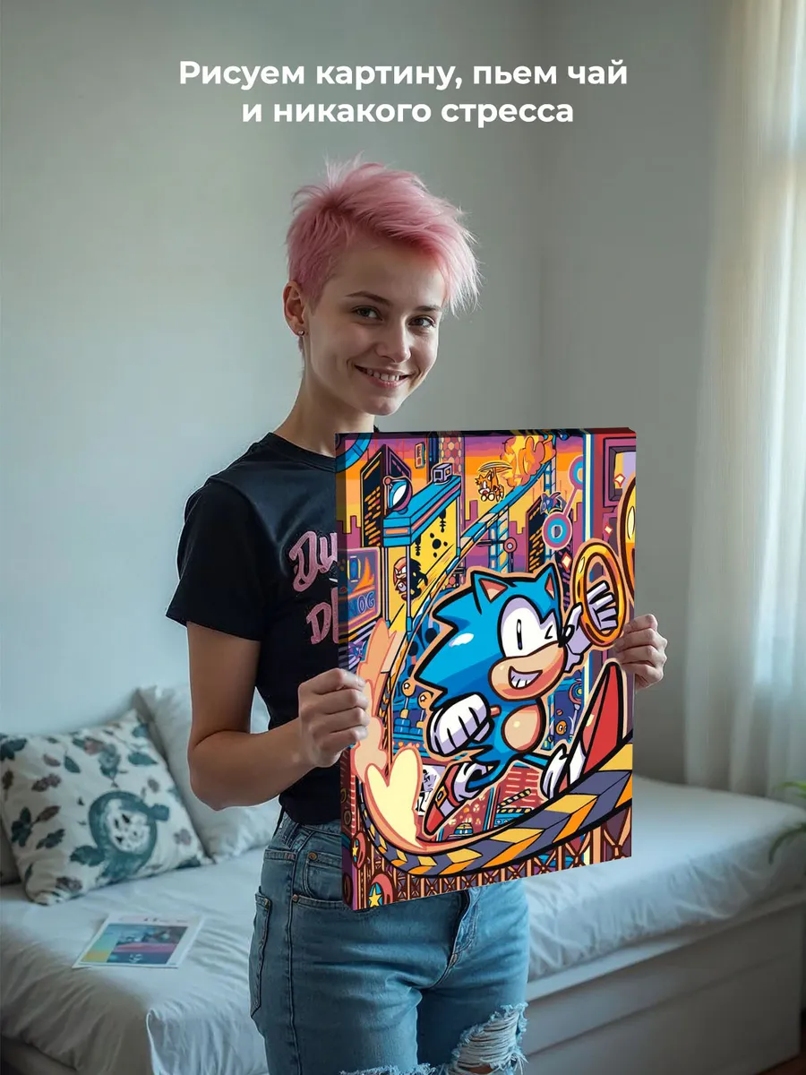 Картина по номерам «Игра Соник Sonic: ёж и кольца в городе» — картинка 6