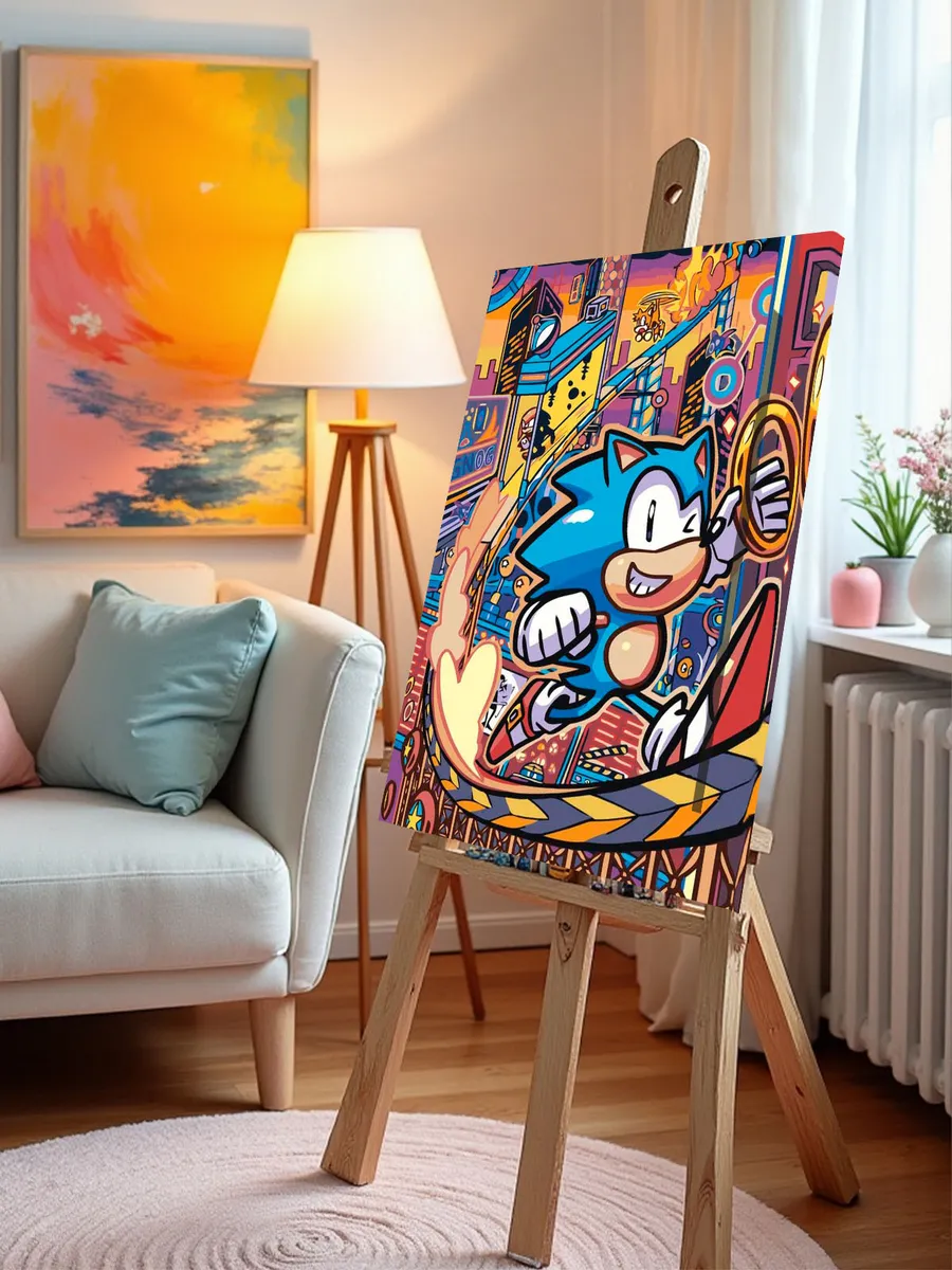 Картина по номерам «Игра Соник Sonic: ёж и кольца в городе» — картинка 9