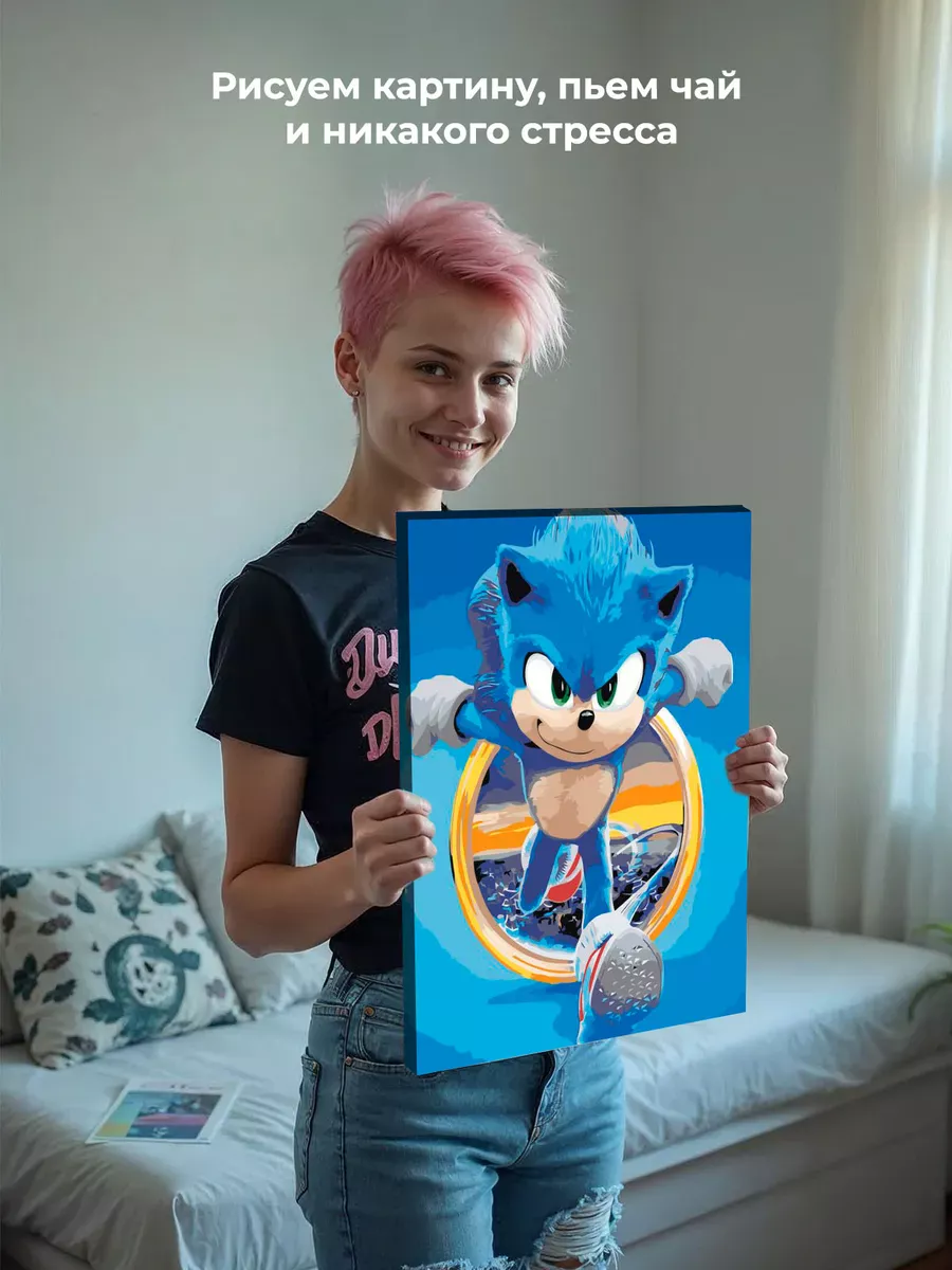 Картина по номерам «Кино Соник Sonic: ёж бежит арт, игра» — картинка 6