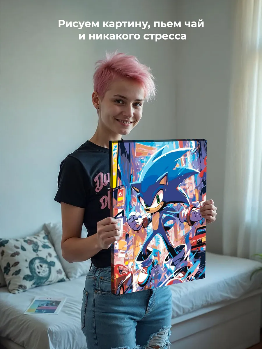 Картина по номерам «Игра Соник Sonic: ёж в городе арт» — картинка 6