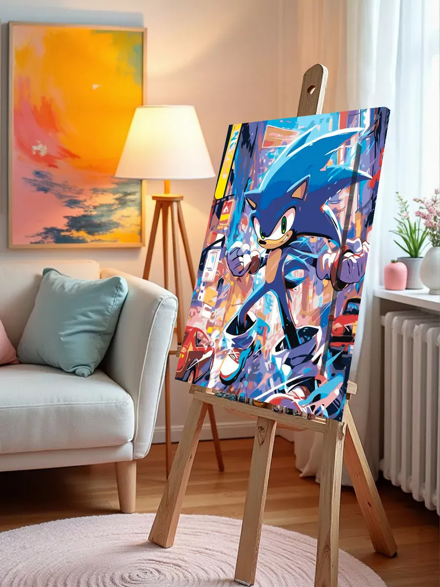 Картина по номерам «Игра Соник Sonic: ёж в городе арт» — картинка 9