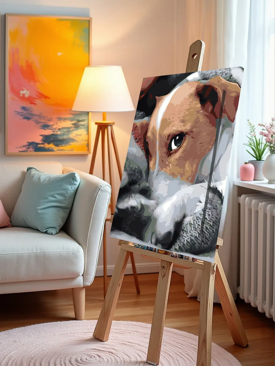 Картина по номерам «Собаки: Джек рассел терьер в пледе» — картинка 9