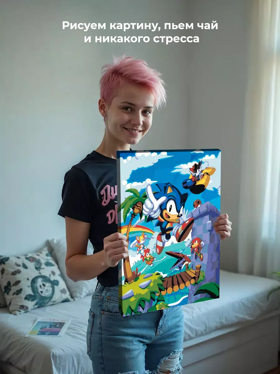 Картина по номерам «Игра Соник Sonic: ёж в тропиках арт» — картинка 6