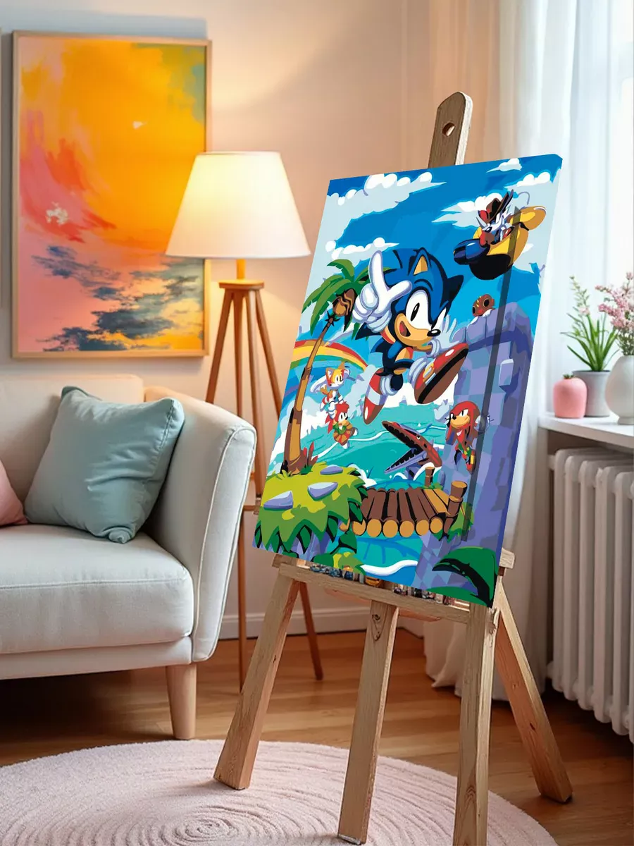 Картина по номерам «Игра Соник Sonic: ёж в тропиках арт» — картинка 9