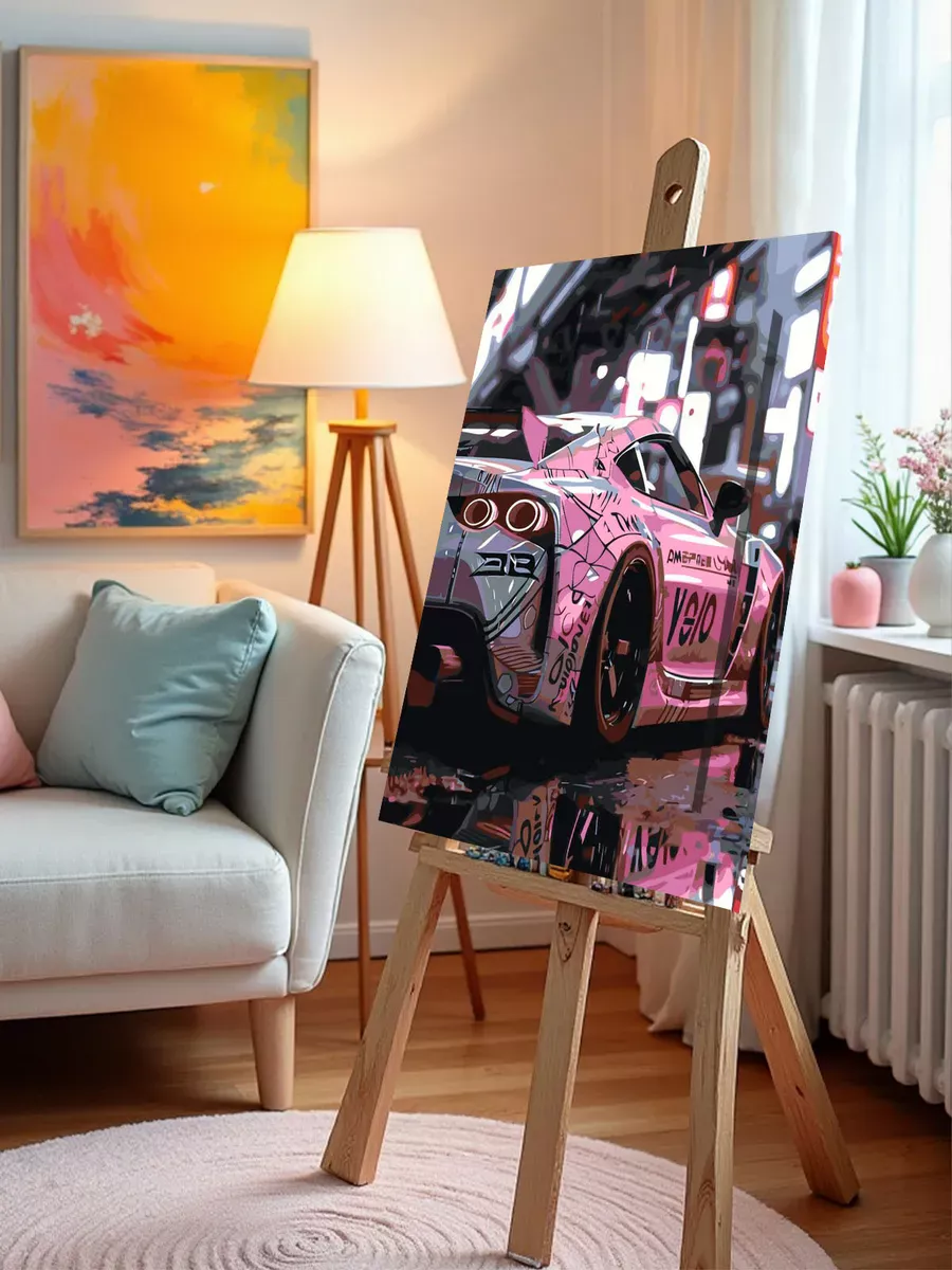 Картина по номерам «Машины: розовая Тойота Супра Toyota Supra» — картинка 9