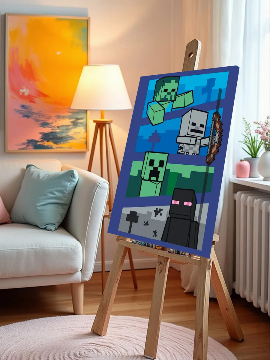 Картина по номерам «Игра Майнкрафт Minecraft: мобы враги» — картинка 9