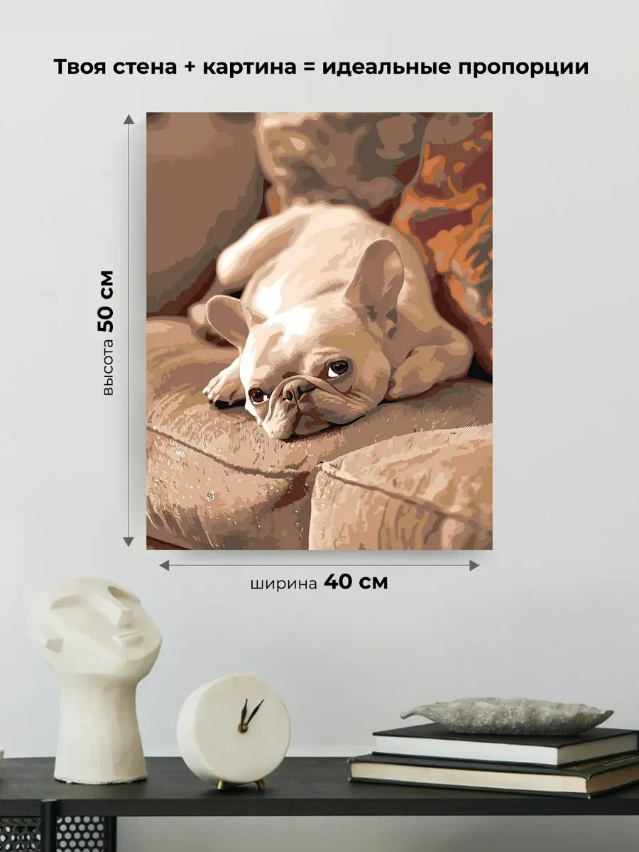 Картина по номерам Собака милый французский бульдог — картинка 3