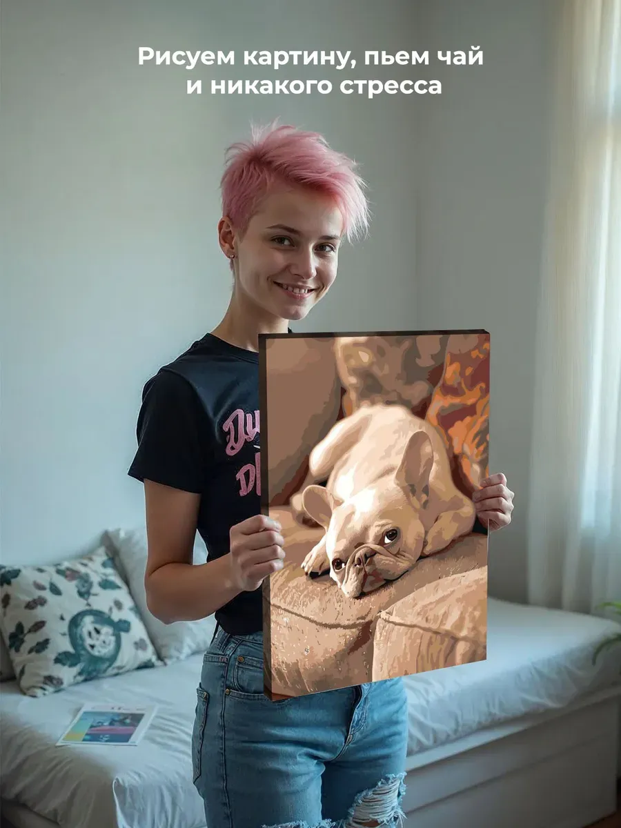 Картина по номерам Собака милый французский бульдог — картинка 6