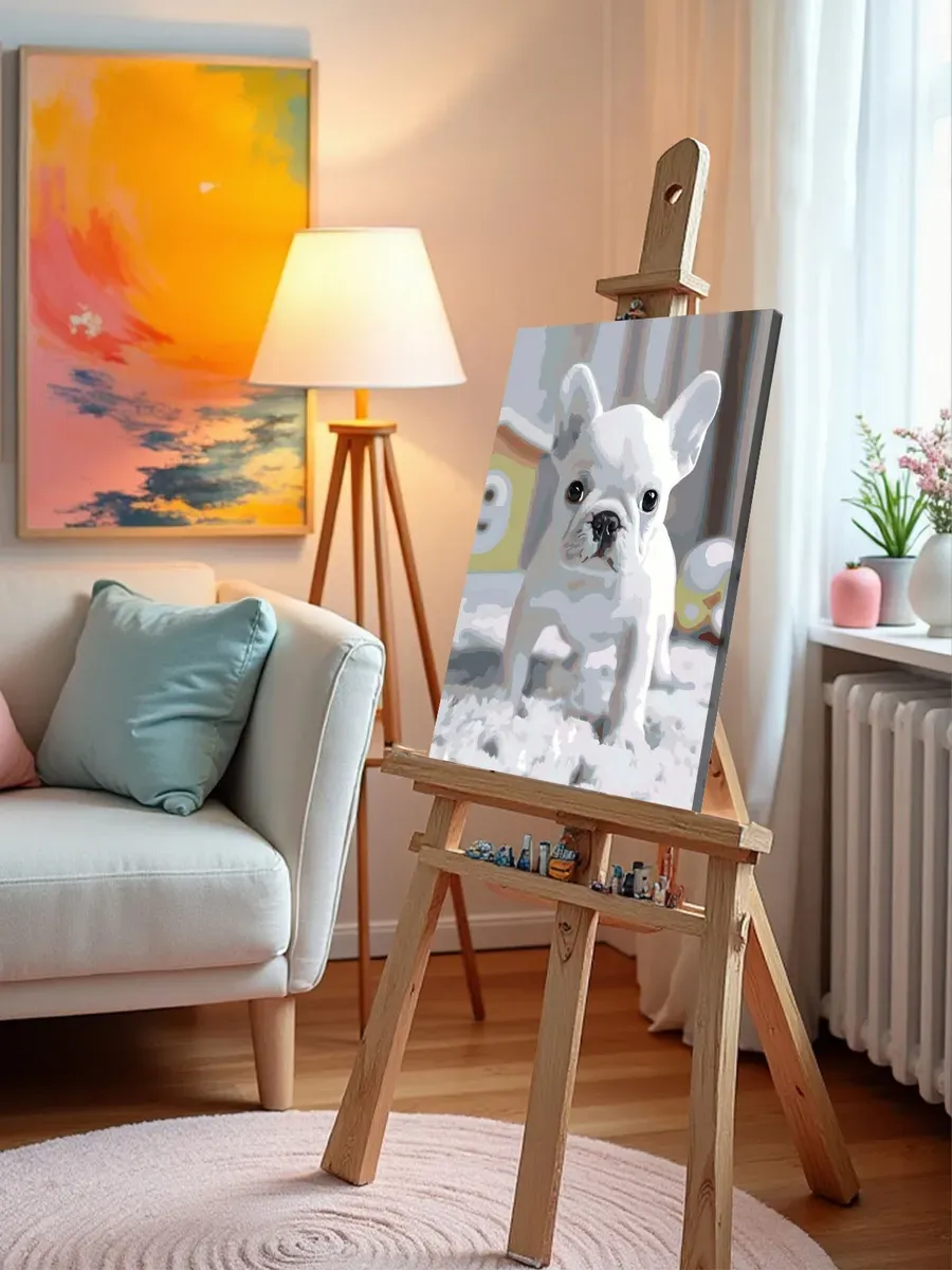 Картина по номерам Собака милый французский бульдог щенок — картинка 9