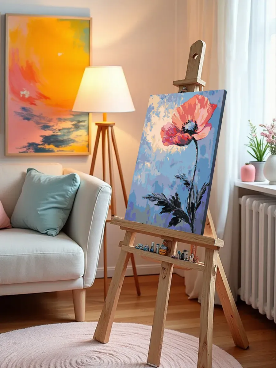 Картина по номерам Цветы красный мак минимализм арт — картинка 9