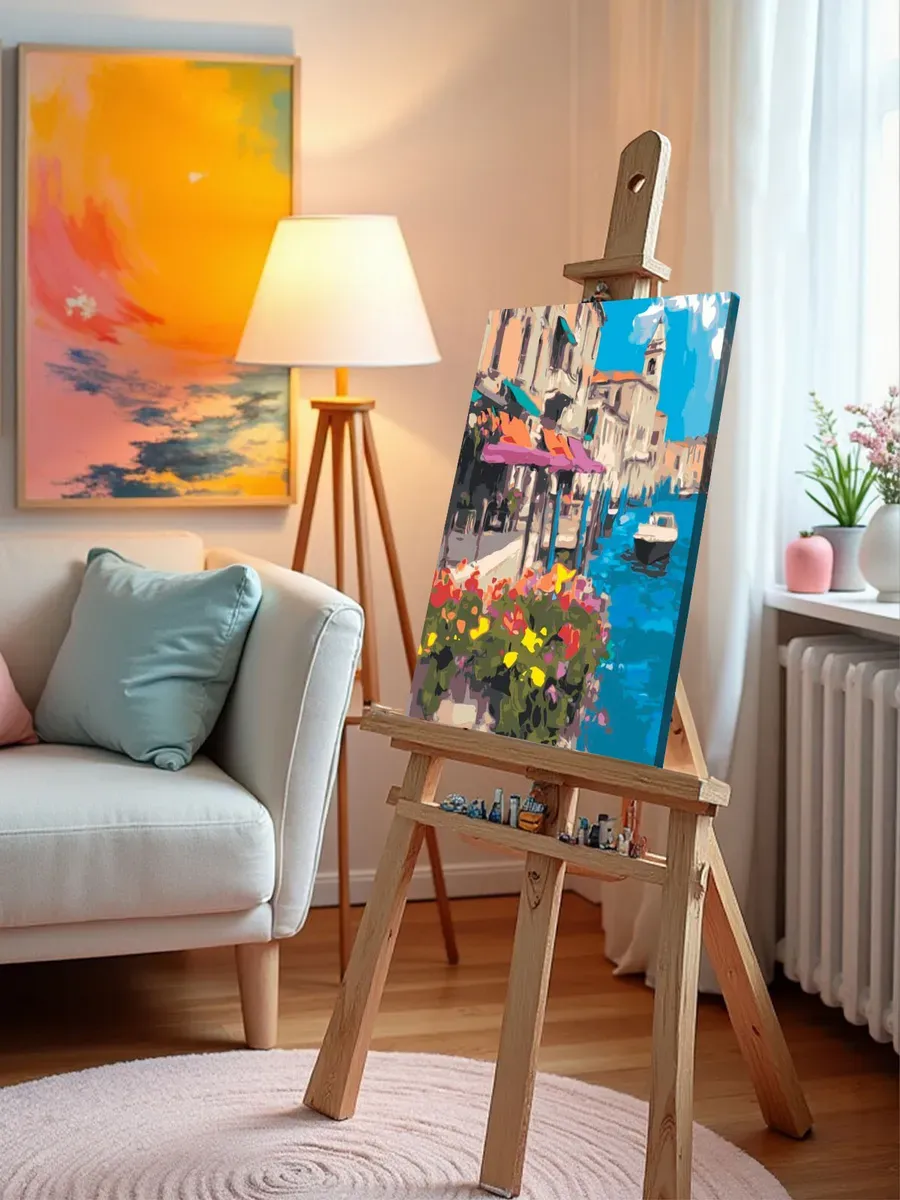 Картина по номерам Пейзаж Венеция Италия с цветами — картинка 10