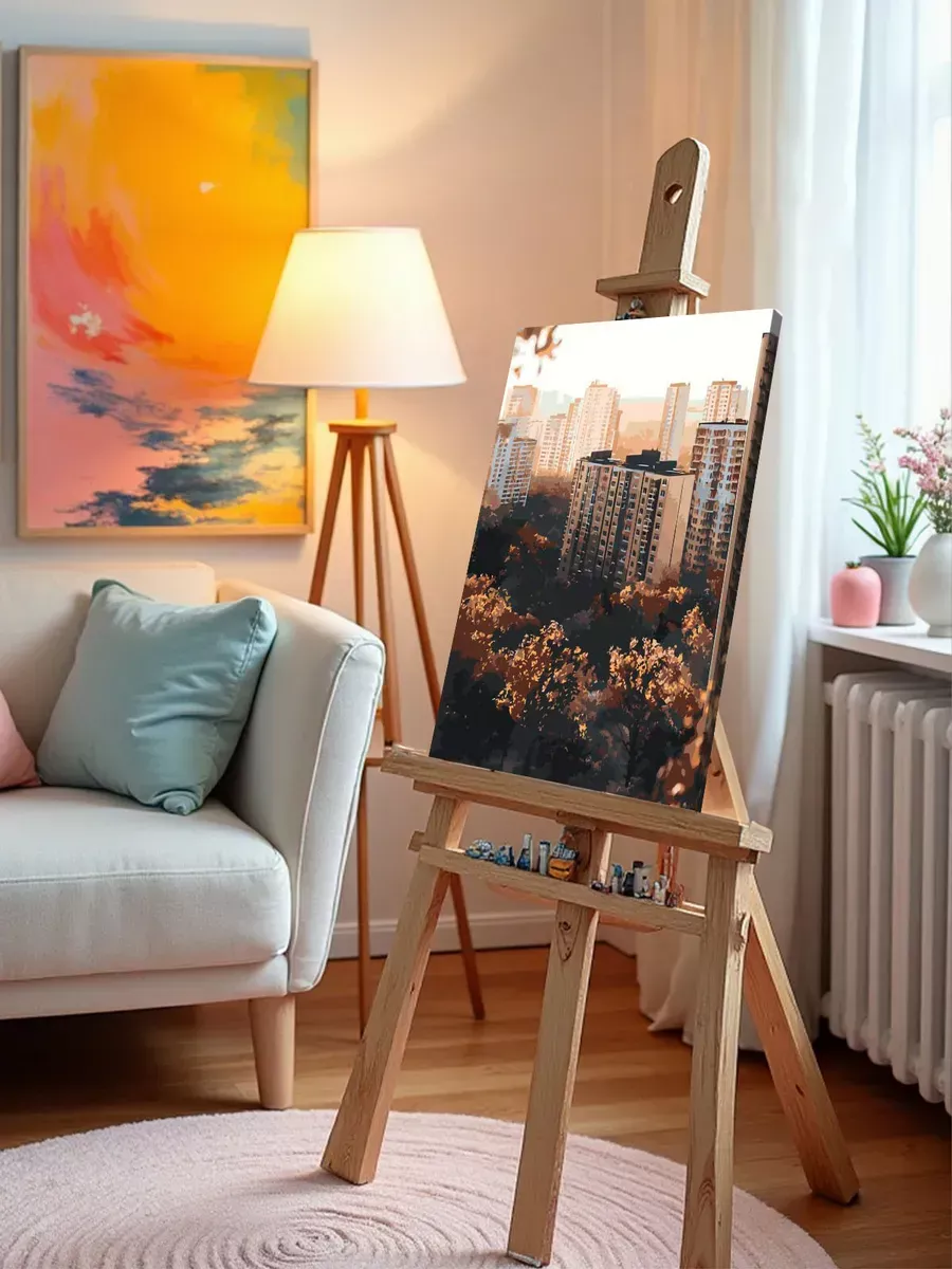 Картина по номерам Панельки родные осень в городе — картинка 10