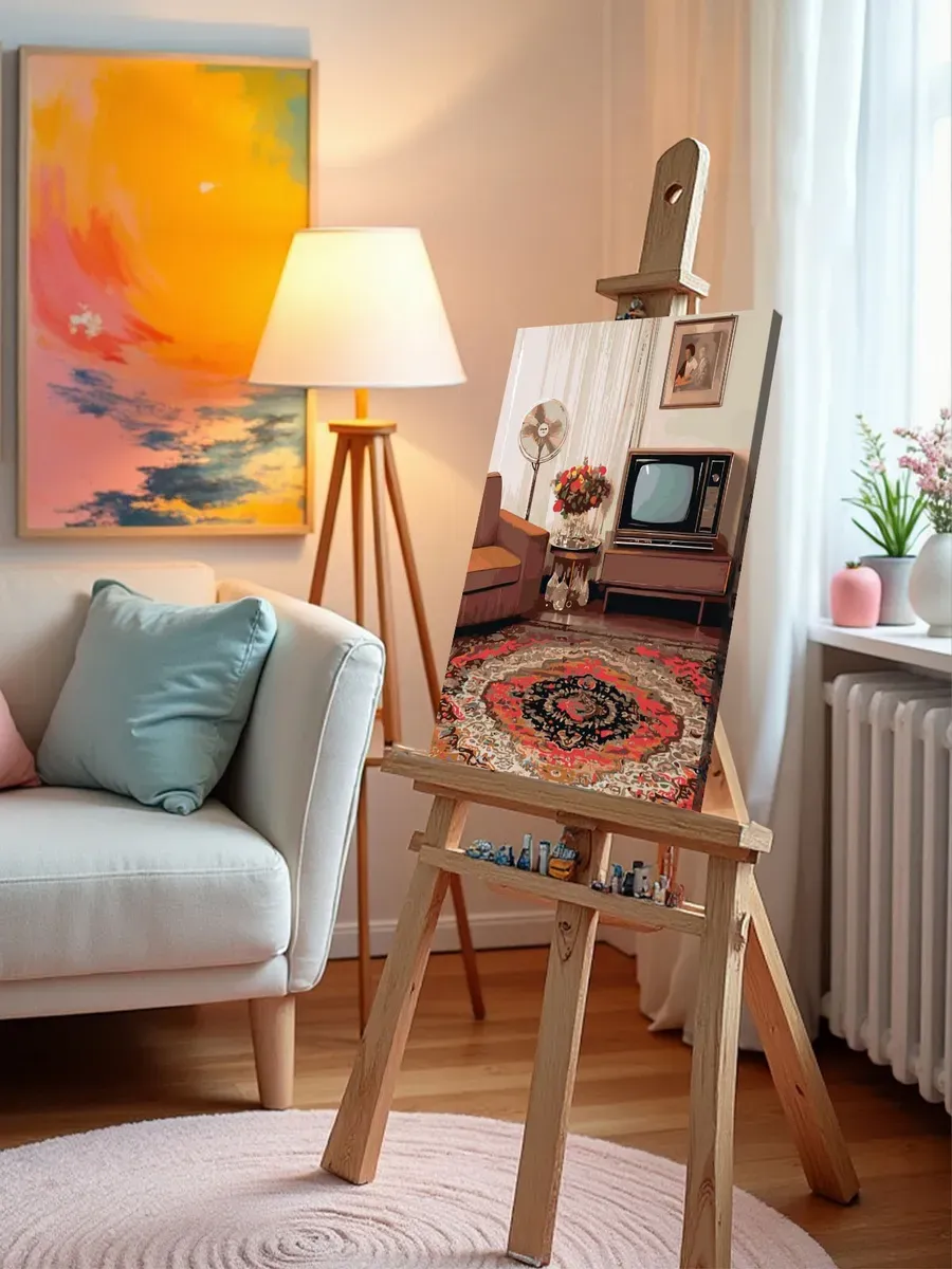 Картина по номерам Панельки родные ковер в интерьере — картинка 10