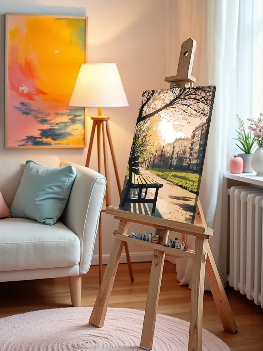 Картина по номерам Панельки родные весна в городе — картинка 9