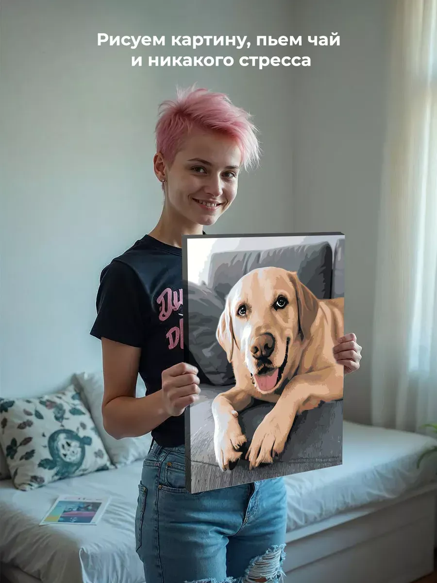 Картина по номерам Собака лабрадор ретривер на диване — картинка 7