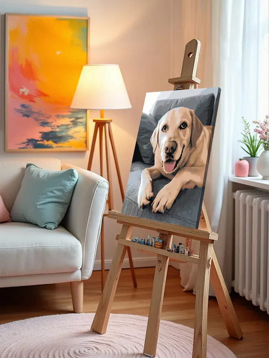 Картина по номерам Собака лабрадор ретривер на диване — картинка 10