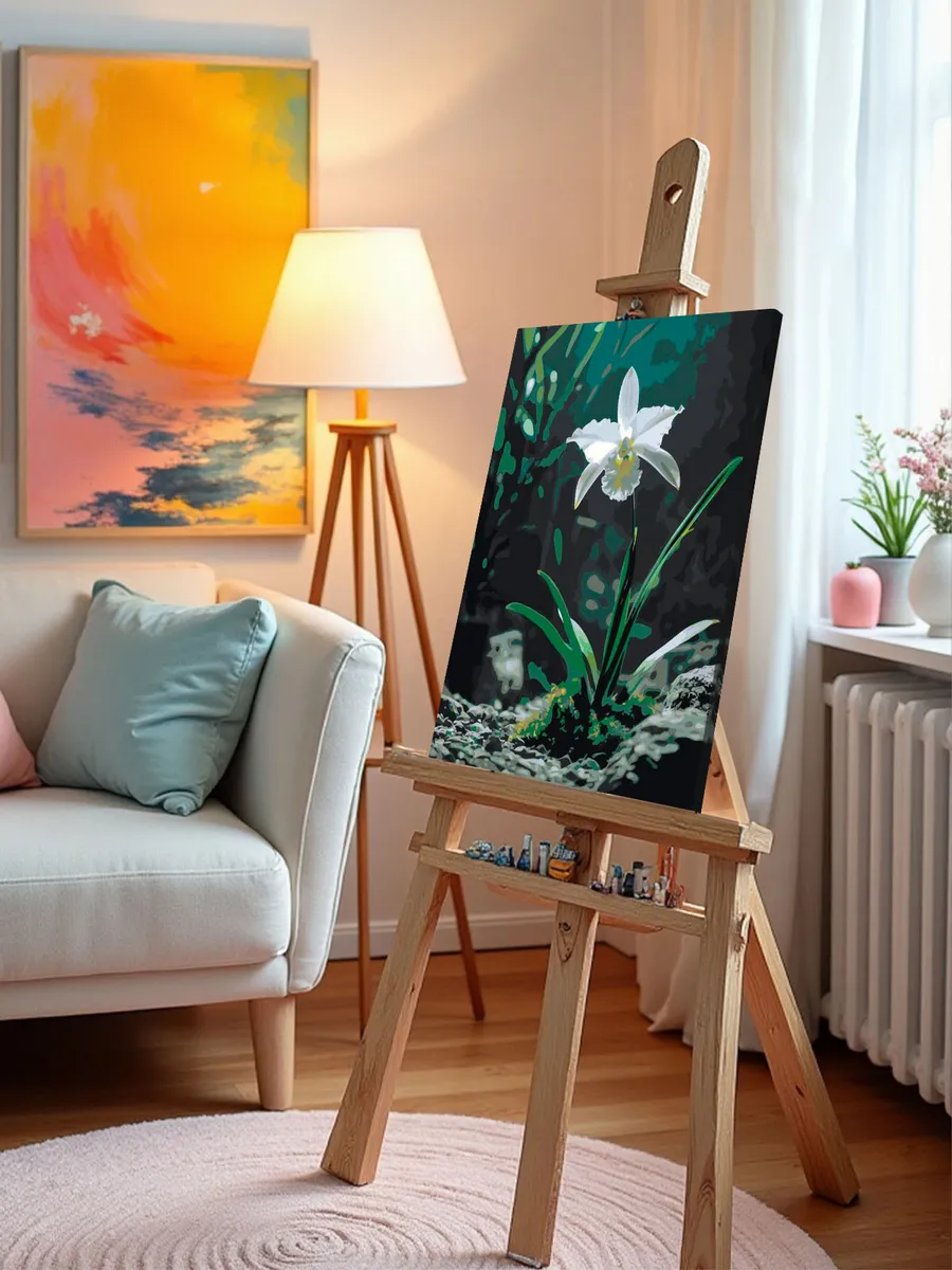 Картина по номерам Цветок белая тропическая орхидея — картинка 9