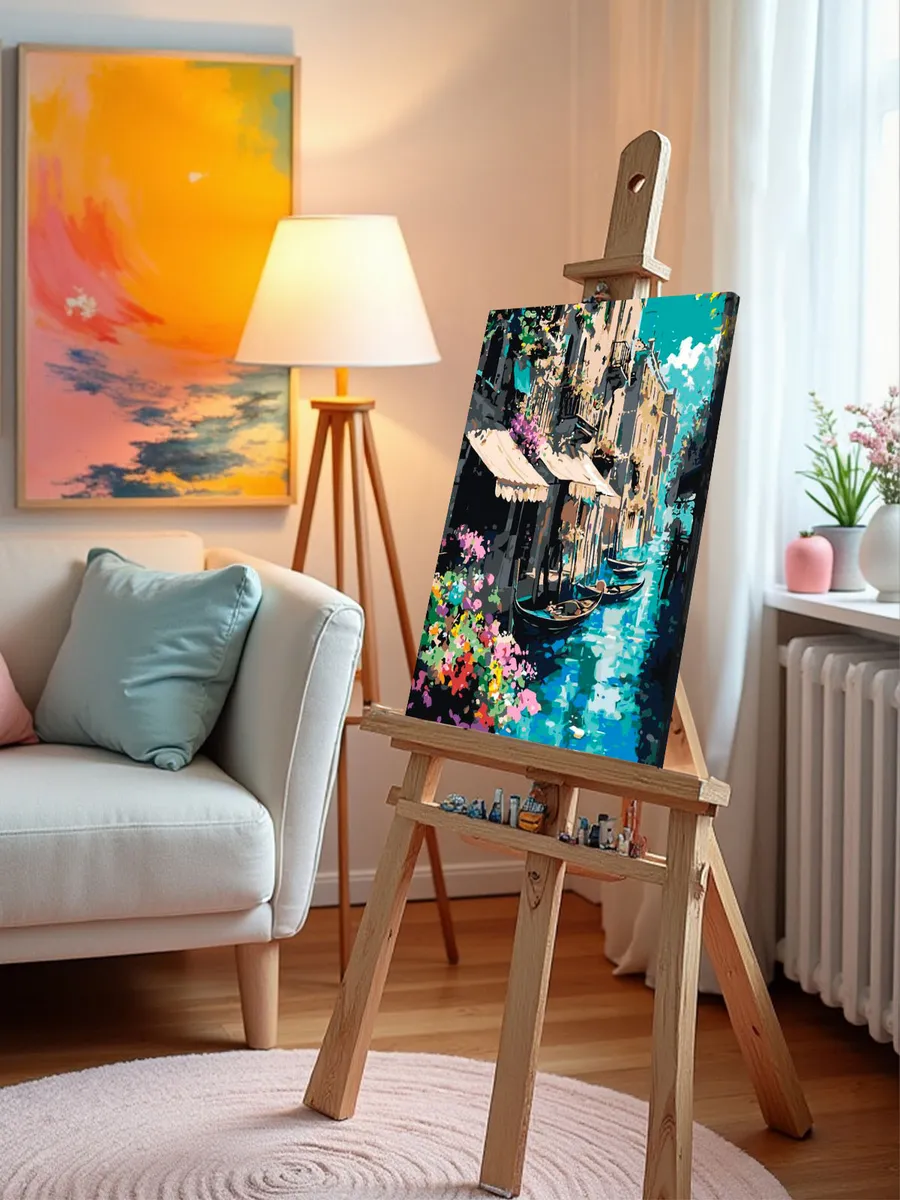 Картина по номерам Италия Венеция лодки и дома с цветами — картинка 9