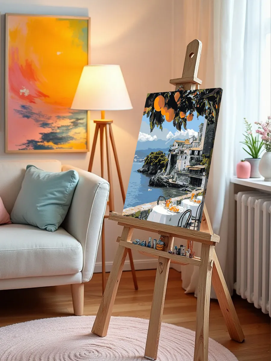 Картина по номерам Апельсины и кафе на берегу моря в Италии — картинка 9