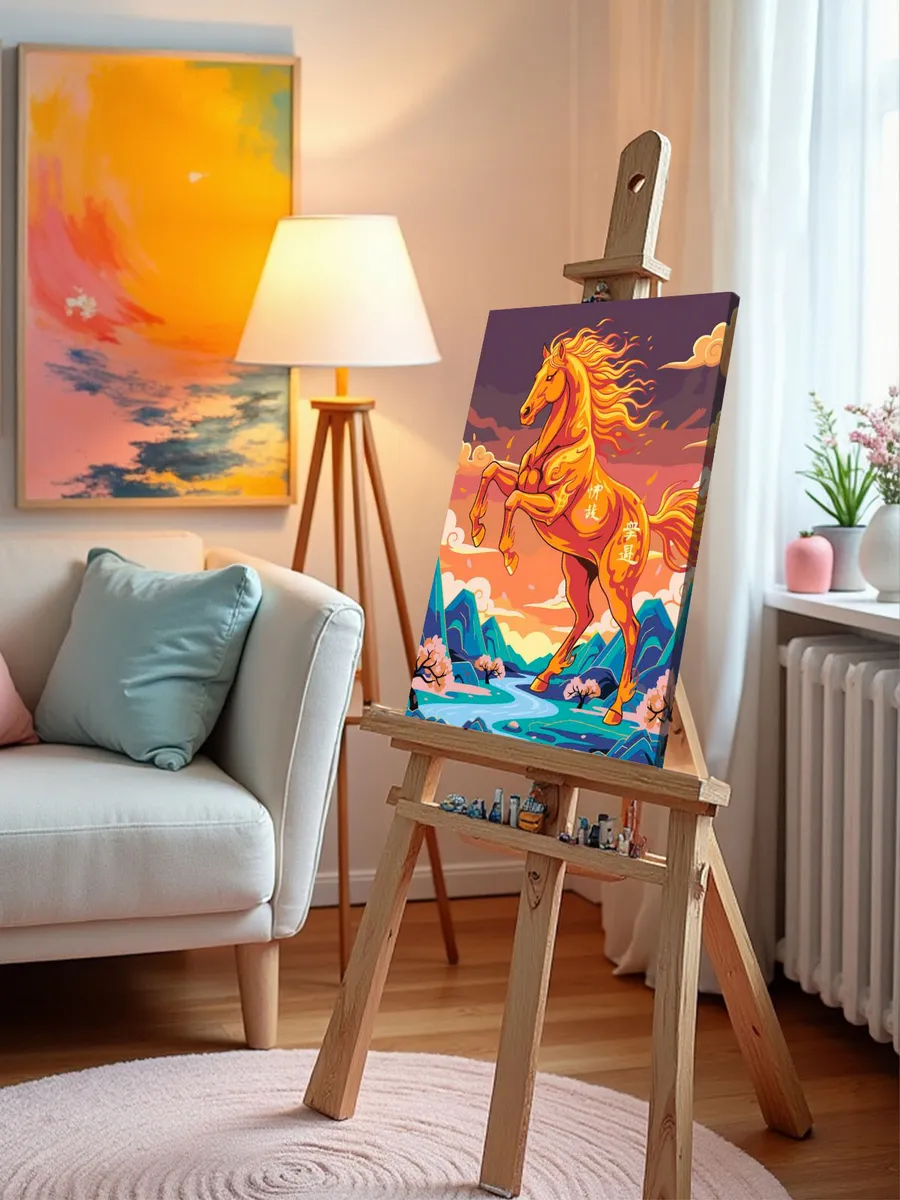 Картина по номерам Красная огненная лошадь Символ года — картинка 9