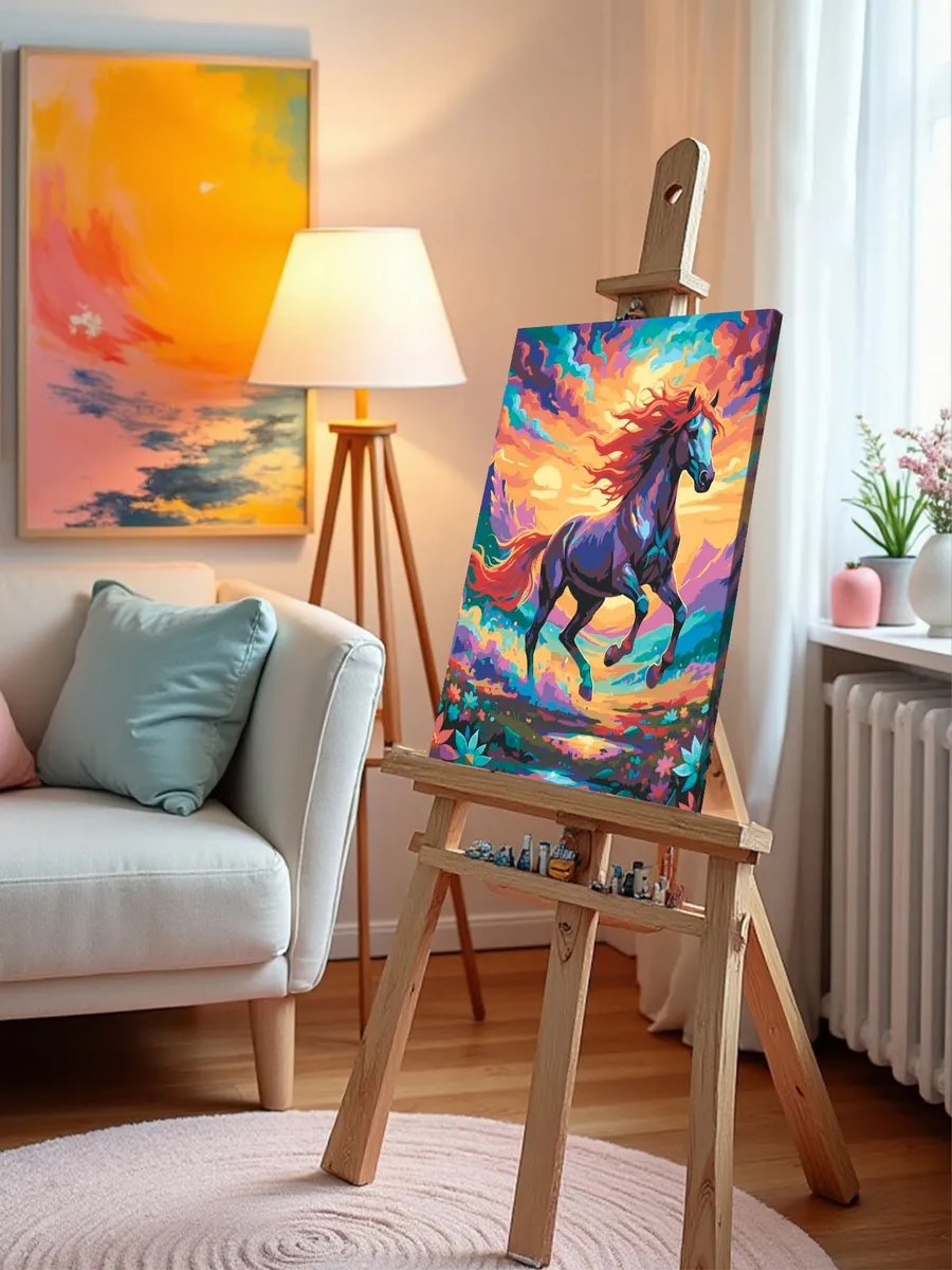 Картина по номерам Разноцветная лошадь фэнтези Символ года — картинка 9