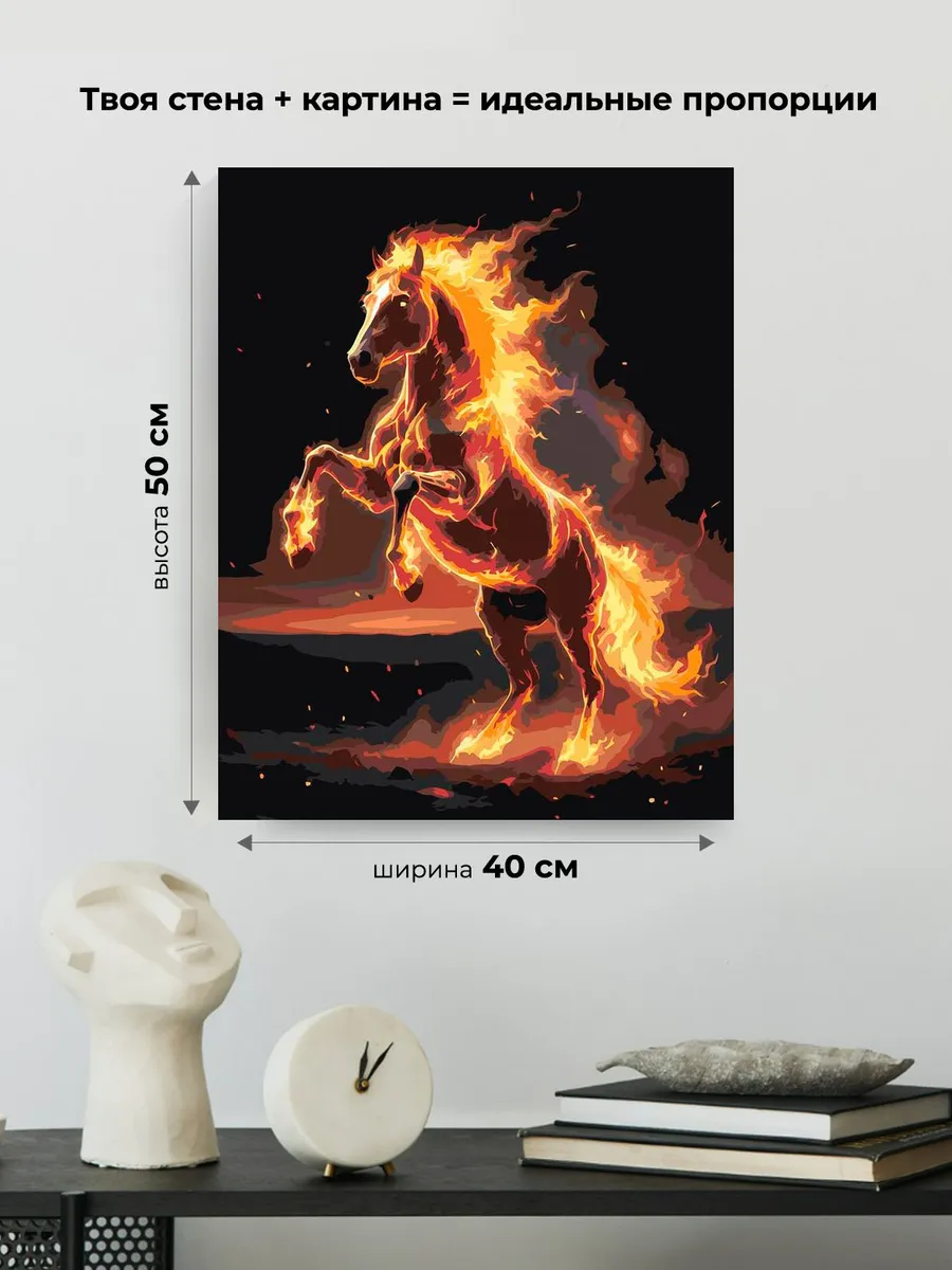 Картина по номерам Красная огненная лошадь Символ года — картинка 3