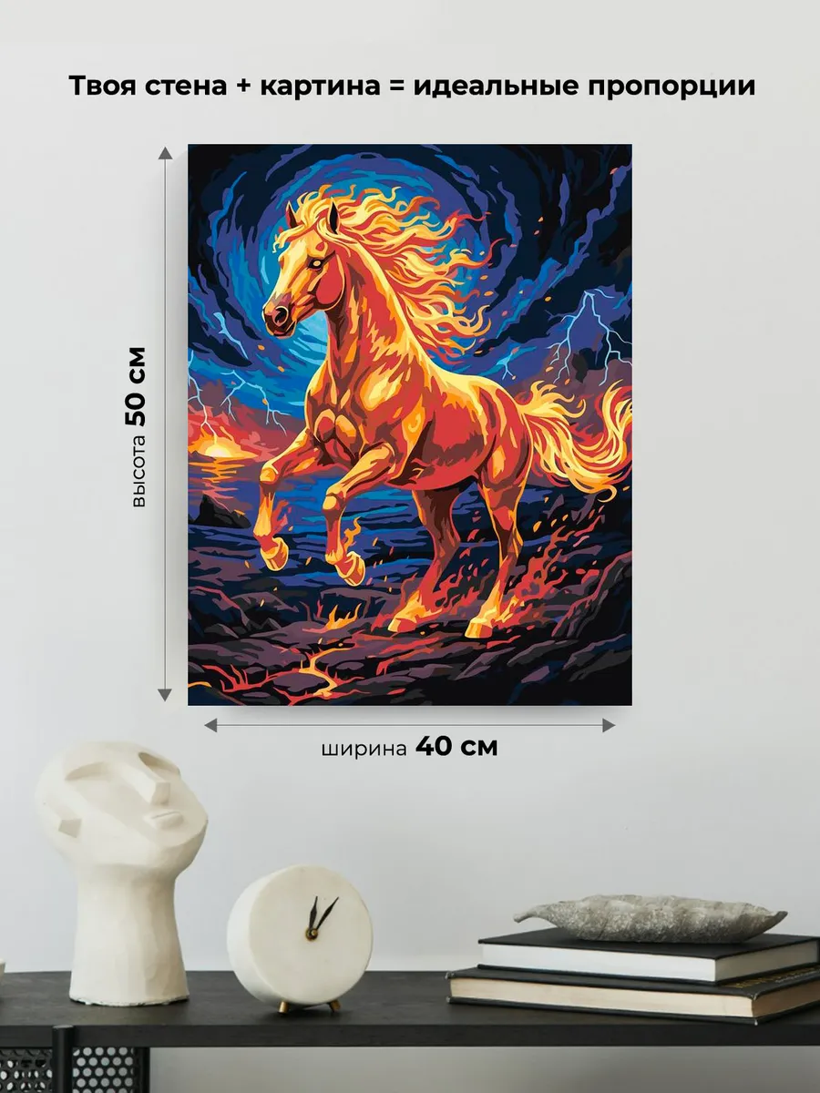 Картина по номерам Красная огненная лошадь Символ года — картинка 3