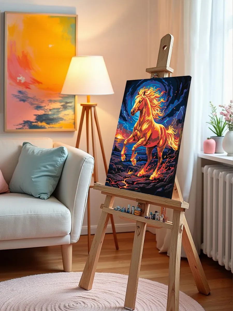 Картина по номерам Красная огненная лошадь Символ года — картинка 9