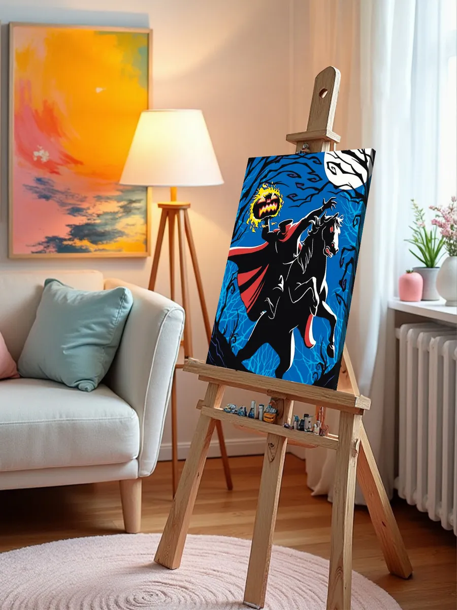 Картина по номерам Всадник на лошади с тыквой Хэлоуин — картинка 9