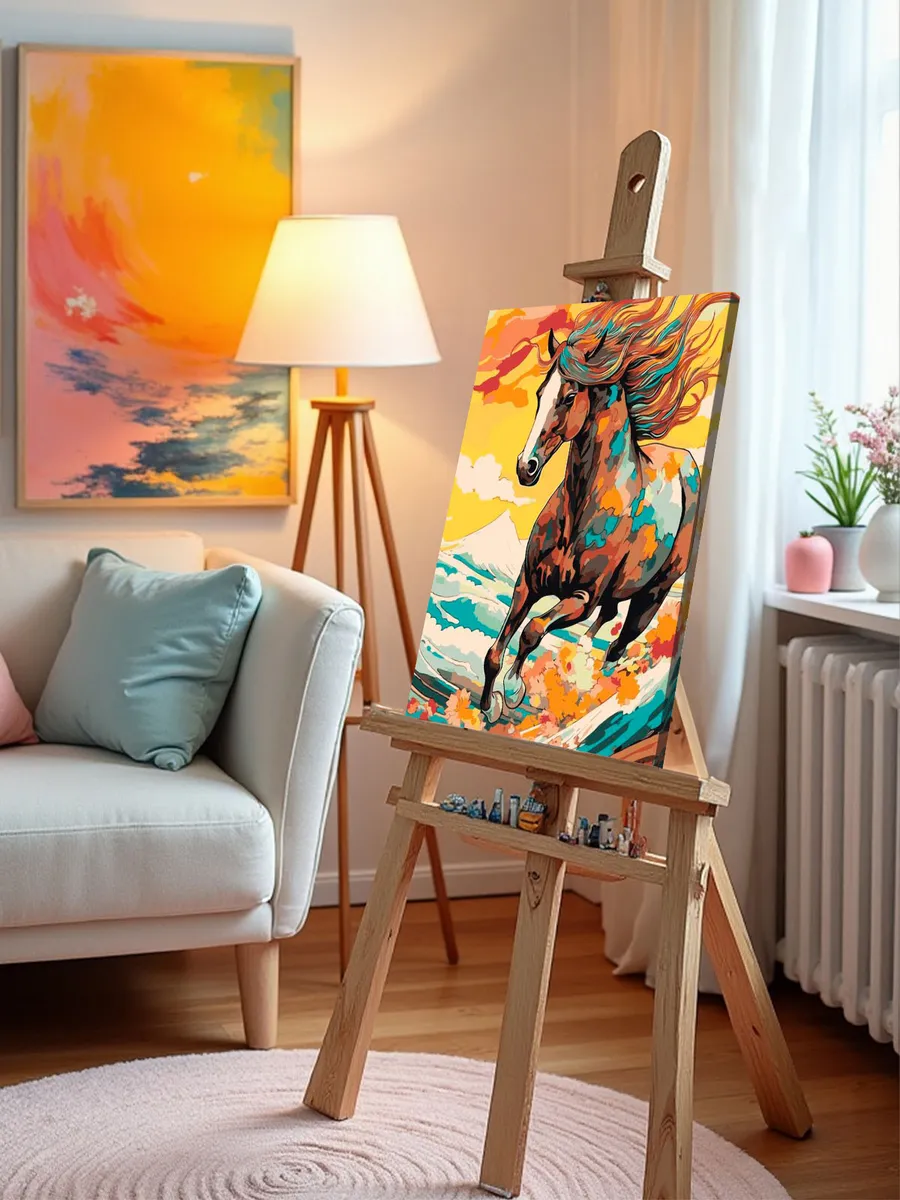 Картина по номерам Разноцветная лошадь арт Символ года — картинка 9
