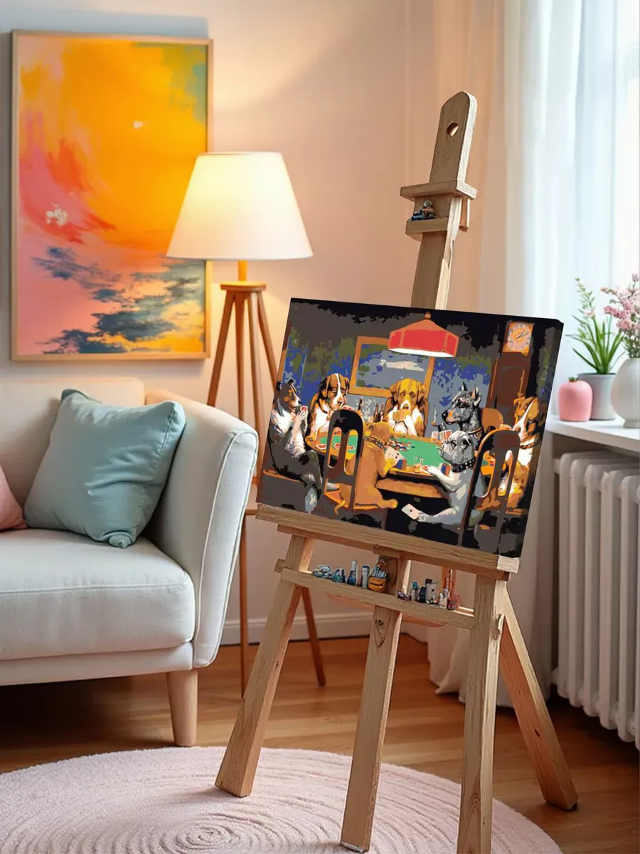 Картина по номерам «Собаки, играющие в покер» — картинка 9