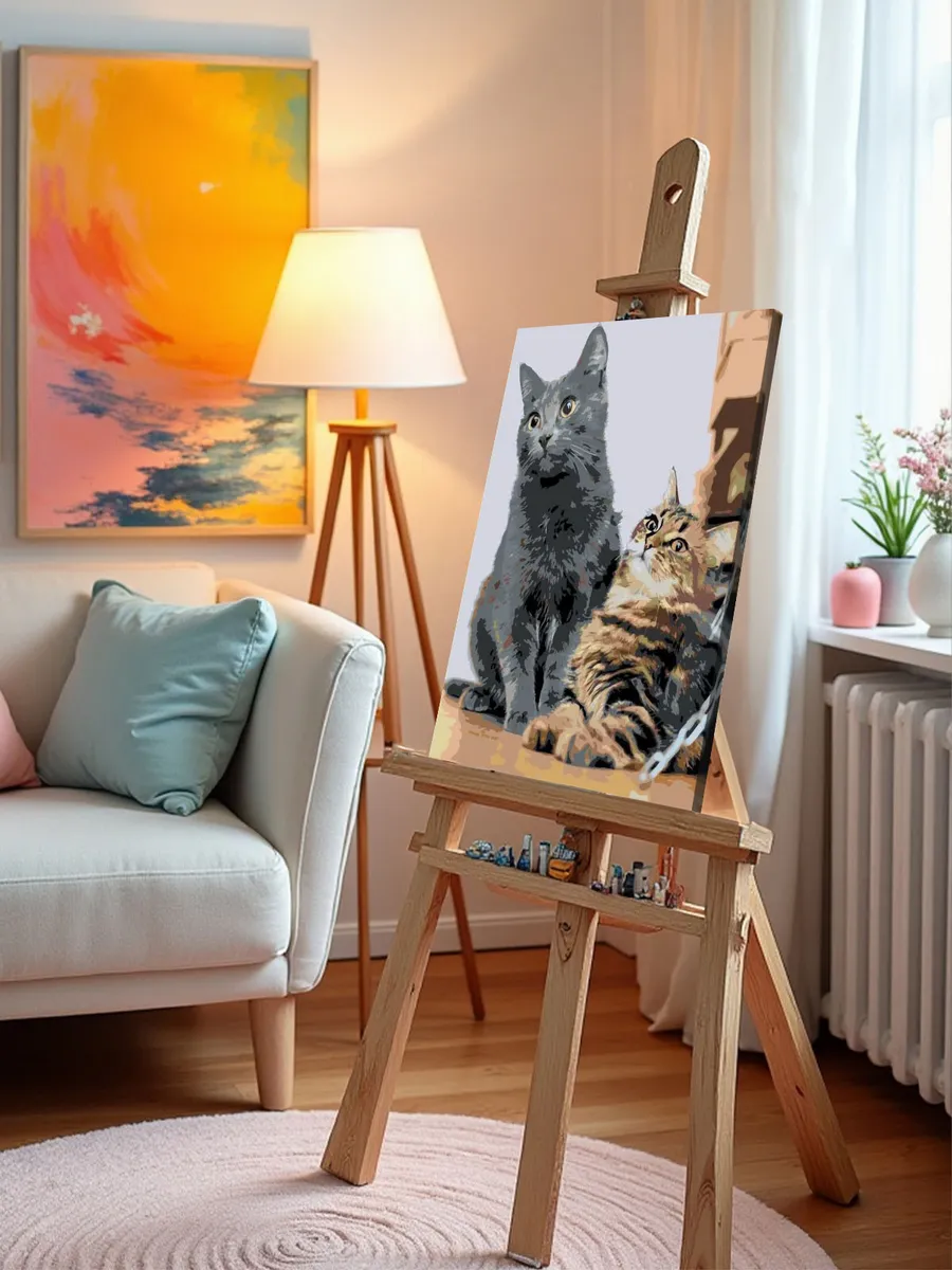 Картина по номерам «Счастливые коты» — картинка 9