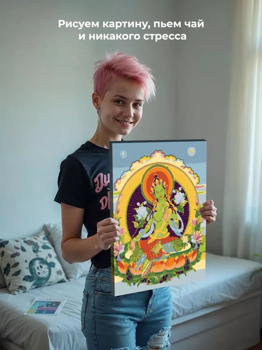 Картина по номерам «Зелёный Будда» — картинка 6